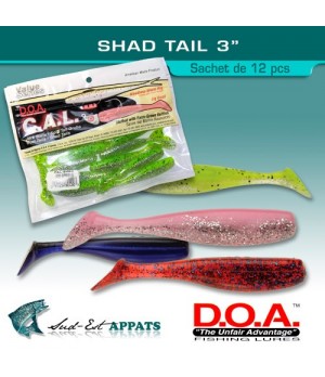 Shad Tail  3" 12 pces SILVER GLITTER