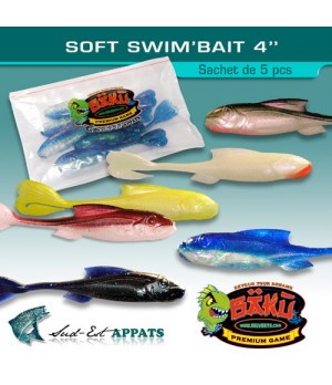 SOFT SWIM BAIT 4" WatermelonseedW.Red/Silver Gli.