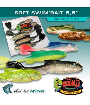 SOFT SWIM BAIT 5.5" Nat. PearlbaitfishW. Red Th. Black